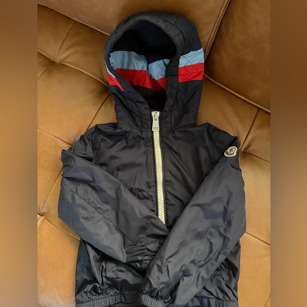Moncler Dark Blue Outerwear with Emblem